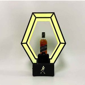 Presentatore di bottiglie di whisky illuminato a LED Whiskey Glorifier Champagne Neon Sign Display Portabottiglie per feste in discoteca