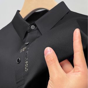 Herren Polos Eis Seide Stickerei Polo Shirt Sommer Revers Elastizität T-shirt Koreanische Mode Kurzarm Business Casual Männer Kleidung xd