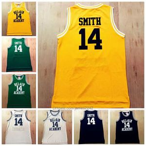 Utomhus T-shirts The Fresh Prince of Bel-Air 14 Will Smith Basketball Jersey Black Green Yellow 231012