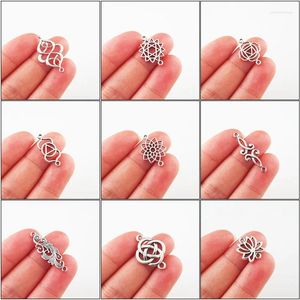 Charms Fashion Lotus Flower Chinese Knot Phoenix Tibetan Silver Plated Connetors For Gifts Jewelry