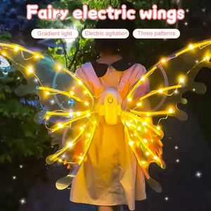Led Rave Toy Electric Elf Butterfly Fairy Wings Led Music Costume Birthday Dress Up Halloween Christmas Gifts Lysande Nya barnleksaker 231012
