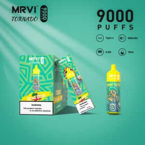 오리지널 mrvi 토네이도 9000 퍼프 e 담배 일회용 vape 충전식 배터리 16ml 9000 퍼프 증기 퍼프 9000