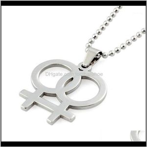 Pendant & Jewelry Fashion Rainbow Necklace Lesbian Necklaces Pendants For Women Gay Pride Sier Color Jewelry Bead Chain Link 24Inc265o