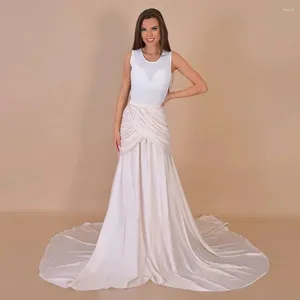 Skirts Silk Pearl Ivory Draped Bridal Skirt Long Sweep Train Ruffle Satin Women Maxi For Wedding Elegant Evening Party