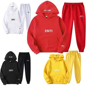 Designer Men's Sportswear Solid Color Hoodie and Pants Warm Sportswear Women's Plush Hooded Sportswear