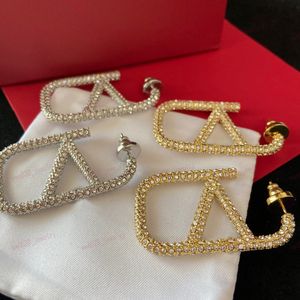 Designer-Ohrringe, Gold/Silber 2 Farben, Fashion Embed Zirkon-Alphabet-Damenohrringe, Messingmaterial, hochwertiges Geschenk