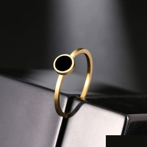 Edelstahl Ringe Mode Trendy Ol Stil Jahrestag Schwarz Runder Stein Ring Für Frauen Schmuck Party Hochzeit Mädchen Dhgarden OT67U