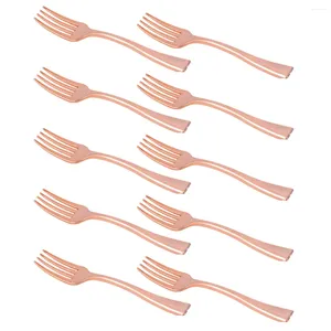 Dinnerware Sets 24 Pcs Tableware Child Gold Plastic Cutlery Eco Friendly Disposable Forks Fruit Picks