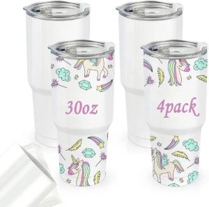 30oz Sublimation Stainless Steel Coffee Tumblers,Sublimation Stainless Steel Blanks Bulk,Double Wall Vacuum Insulated Travel Mug with Shrink Wrap Films 1012