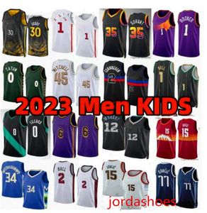 Ja Morant Stephen Curry Basketball jerseys lamelo ball Tatum James Embiid Jokic Lillard Irving Doncic Giannis Antetokounmpo jersey 2023 Mens Kid