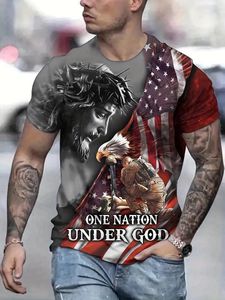 Camisetas para hombre con estampado de bandera americana, cuello redondo, manga corta, talla grande, camiseta cómoda y versátil, Top de estilo callejero de verano 2023