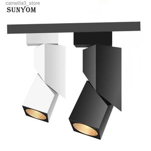 Plafoniere SANDIY Faretti a binario a LED Lampada da binario a soffitto dimmerabile 9W / 12W / 15W COB Faretto a binario per la decorazione della casa Soggiorno Illuminazione per poster Bianco Q231012