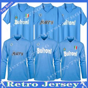 86 87 88 89 90 91 93 13 Napoli Retro Jerseys Maradona Jersey Nápoles Camisas de futebol vintage Classic Classic Short Sleeve Uniformes