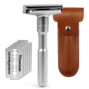 Razors Blades Adjustable Safety Razor Mens Folding Shaving Double Edge Classic Safety 5 PCS Coated Blades And Shaver Holder 231011