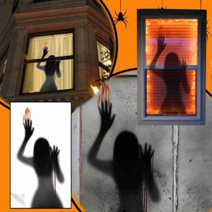 Altri articoli per feste per eventi Adesivi murali Halloween Decorazioni fantasma Autoadesive Horror Sangue Impronte digitali Adesivi per porte fantasma Adesivo per vetro finestra T231012