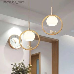 Taklampor moderna hängsljus trä hängslampor för tak hem matsal vardagsrum kök kontorsbutik balkong gång hängande lampa q231012