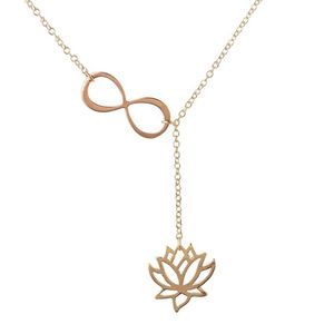 Everfast Whole 10pc lot Infinity and Lotus Lariat Pendants Statement Necklace Women long Chain Collier Femme Jewelry Accessori238E