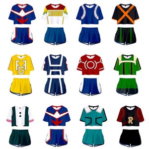 Cosplay anime min hjälte akademi cosplay kostym kvinnor s cheerleading enhetlig sommar kort ärm shortscosplay
