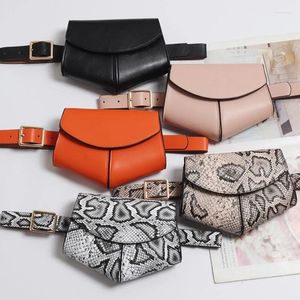 Sacos de cintura Padrão de cobra Cinto feminino cintura fina pêssego coração personalizado laranja japonês estilo coreano zero carteira