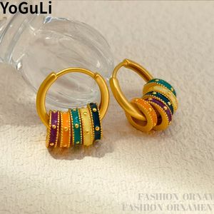 Stud Trendy Jewelry Sweet Korean Temperament Round Multi Circle Colorful Earrings for Women Girl Party Gift Pretty Dseign Accessories 231012