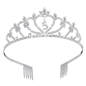 Bandanas Frcolor Rhinestone Children's Birthday Crown utsökt dekorativ tiara pannband Huvudstycke för 5-åriga flickor