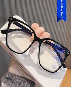 Glasögon Blue Light Protection -glasögonram rosa transparent för kvinnor stora fyrkantiga rektangulära vintage svartgrå glasögon y08315369773