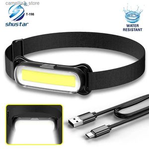 Lâmpadas de cabeça USB Recarregável LED Farol 3 Modos Pesca Camping Lanterna À Prova D 'Água Mini Farol Portátil Floodlight COB Head Torch Q231013