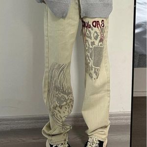 Men's Pants American Retro Classic Jeans Men Women Handsome High Street Casual Loose Functional Trousers Male Clothes