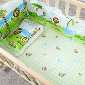 Sängkläder sätter 5st Baby Set Born Pure Cotton Bed Circumference Madrass Pillow Kit Infant Cartoon Mönster Crib Surround Cot Staket 231012