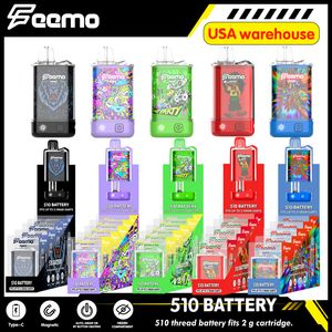 E cigarro 510 cartuchos de linha Feemo Magic 650mAh bateria de pré-aquecimento de tensão variável para cartuchos atomizadores kit de bateria vape