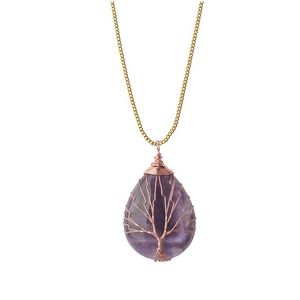 Pendant Necklaces Tree Of Life Wrap Water Drop Necklace Pendant Natural Gem Stone Diy Jewelry Making5824713 Jewelry Necklaces Pendants Dhj3K