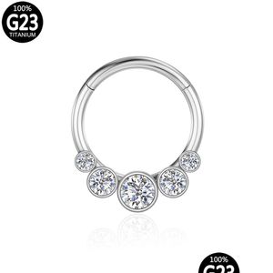 Anelli da naso Borchie Piercing Trago Orecchini Setto Anelli da naso in titanio Industriale G23 Helix Clicker Donna Palla Y Cartilagine Labret Jewe Dhxpk