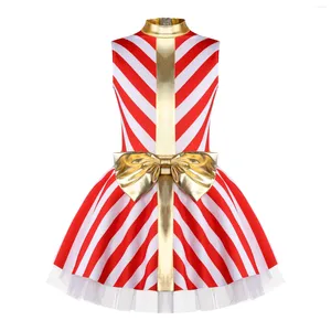 Stage Wear 4-16Y Girls Christmas Party Dress Sleeveless Ballet Dance Skating Gymnastics Leotard Tutu Cosplay Performance Clothes