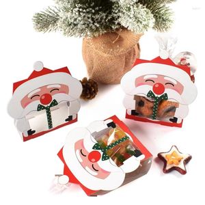 Christmas Decorations 8/16Pcs Santa Claus Gift Boxes Cartoon Paper Shape Candy Cookie Packaging Box With Bags Navidad Year Party Favors