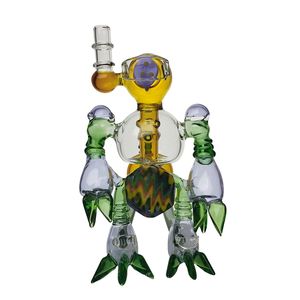 Robot Hookahs Glass Bong Recycler Smoking Water Pipe Dab Rig 22cm Height with 14mm Joint