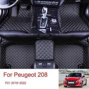 Golvmattor mattor Anpassade bilgolvmattor för Peugeot 2008 2020 Läder Auto Mattor Protective Pad mattor Vattentäta inre delar Q231012