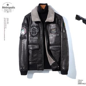 Lapel fur integrated Men's Jackets winter plush and thick imitation sheepskin short leather coat handsome motorcycle outwear