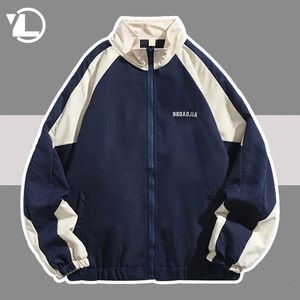 Herrjackor harajuku college jacka män kvinnor avslappnad lapptäcke streetwear windbreaker rockar vår höststativ krage tunn varsity jacka 231011