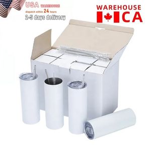 CA US Stocks 20oz Sublimation Blanks White Tumblers Steflic Stains Felectics Dugs for DIY Hervinting Histrics Halloween Gifts