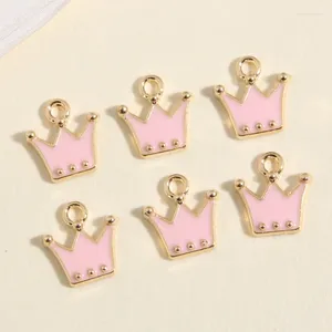 Charms 10st Gold Color 12x11mm Söt emalj Mini Crown Princess Pendant Fit DIY örhängen smycken gör handgjorda tillbehör