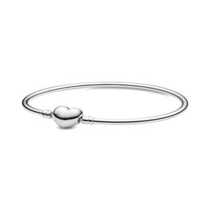 Bangle Fine Jewelry Authentic 925 Sterling Sier Bead Fit Charm Bracelets Heart Clasp Bangle Bracelet Safety Chain Pendant Diy Beads298 Dheox