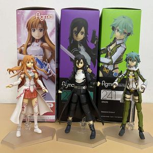 Mascot kostymer Figma Sword Art Online Figur Kirito Kazuto 174 Asuna 178 Sinon Asada Sao 241 Action Figure Model Toys Joint Moverble Desk Decor