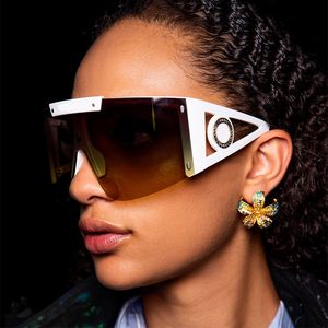 Kvinnors solglasögon överdimensionerade en bit med tydliga lins för kvinnor och män för cykel sport vindtät trendiga solglasögon UV400