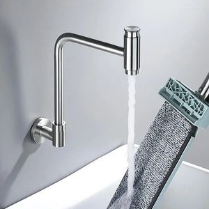 Kökskranar nickel/svart väggmonterad enkelkylningskran Tryck switch Sink Tap Multifunktionell roterande balkong Mop Pool