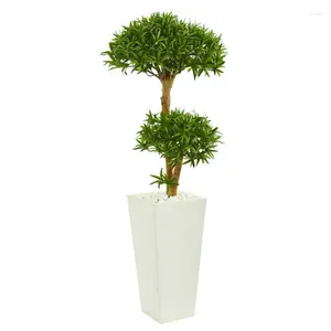 Decorative Flowers Styled Podocarpus Artificial Tree In Planter