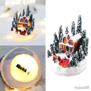 Christmas Toy Supplies Christmas Village Decoration Lighted Christmas Village House for Christmas Desktop Ornaments R231012