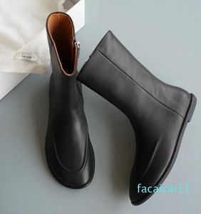 Ayakkabılar kadın kanal deri ayak bileği botları orijinal gerçek orijinal deri içinde zip moda botları satır İtalya stil pist gösterisi Avrupa boyutu