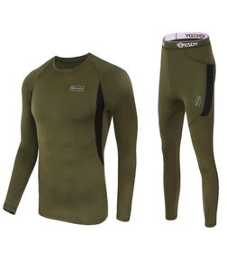 2021 Men Tactical Underwear Outdoor Sportswear Elastic Quick Torking Casual Sport Running Set Long Sleeve Top Pants Suit9430542