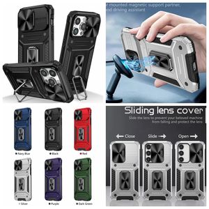 Defender Hybrid Layer Factions for iPhone 15 Plus 14 13 Pro Max 12 Magnet Car Bracket Metal Finger Ring Holder Hard PC Soft TPU Kickstand Cameric Camera Lens Cover