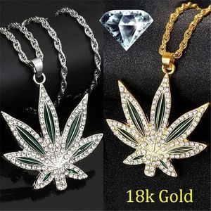 Chokers Moda Mens Jóias Banhado A Ouro Punk Hip Hop Big Maple Leaf Zircon Pingente Colar Para Homens Cadeia De Aço Inoxidável Jóias 231011